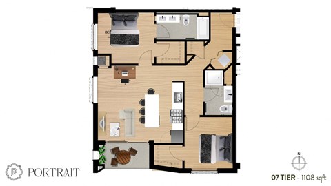 a floor plan of a house with a bedroom and a living room